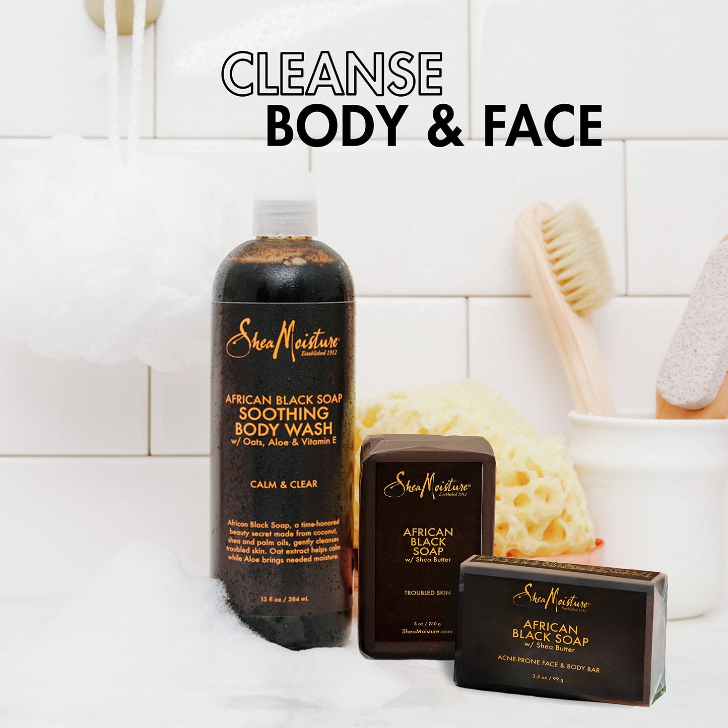 SheaMoisture Soothing Body Wash for Acne Treatment African Black Soap Paraben Free Body Wash 13 oz Beauty & Personal Care Shea Moisture
