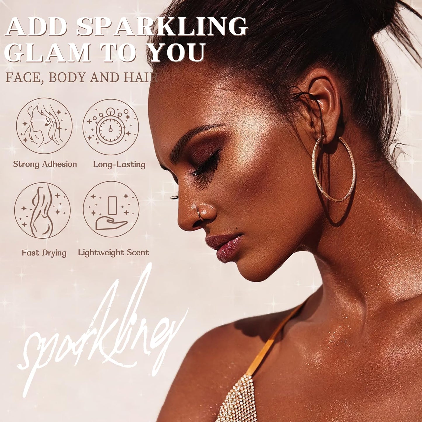Body Glitter Spray, Body Shimmer Spray Quick Drying Body Glow Shimmer Long-Lasting Shiny Glitter Spray for Women Men for Party, Concert 2.6 Fl Oz Beauty & Personal Care BRIMFULITE