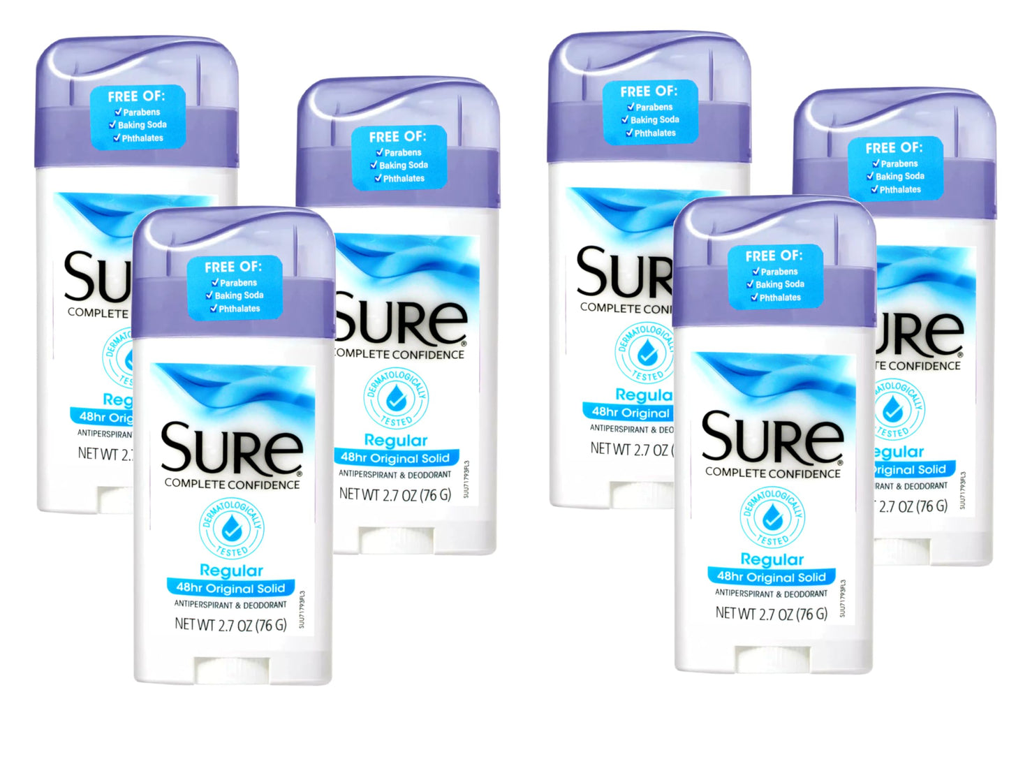 SURE, Antiperspirant Deodorant, Solid, Regular, 2.6 oz., (6 Pack) Beauty and Personal Care Sure