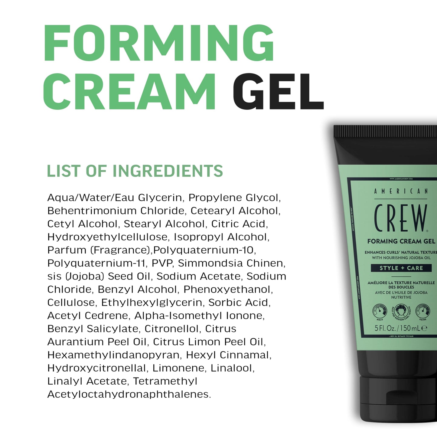 AMERICAN CREW Forming Cream Gel, Curl Defining & Frizz Control with Jojoba Oil, Soft, Flexible Hold & Natural Finish for Curly Hair, 5 fl oz Beauty & Personal Care AMERICAN CREW