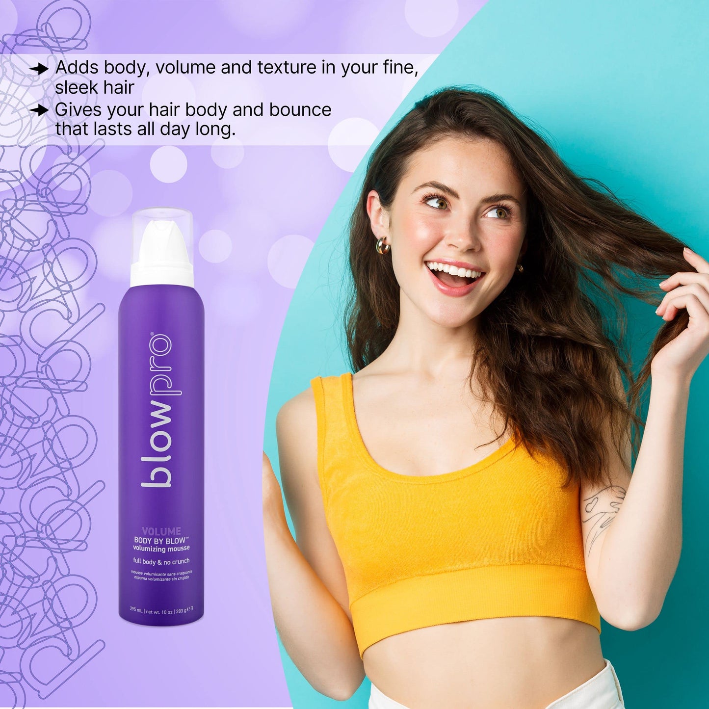 blowpro Body By Blow No Crunch Volumizing Mousse 10oz, Full Body Style, No Stickiness & Crunch, Builds Volume with Added Bounce, Soft touchable Beauty & Personal Care blowpro