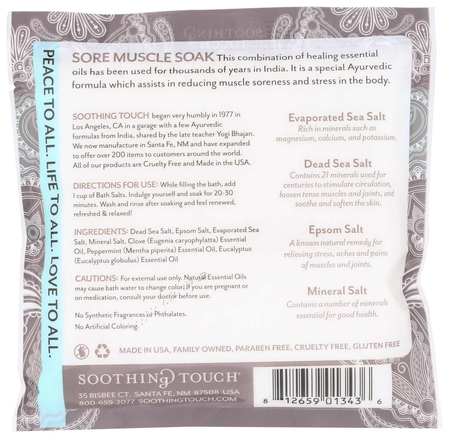Soothing Touch Sore Muscle Soak Bath Salts Pouch, Peppermint, 8 Oz Beauty and Personal Care Soothing Touch