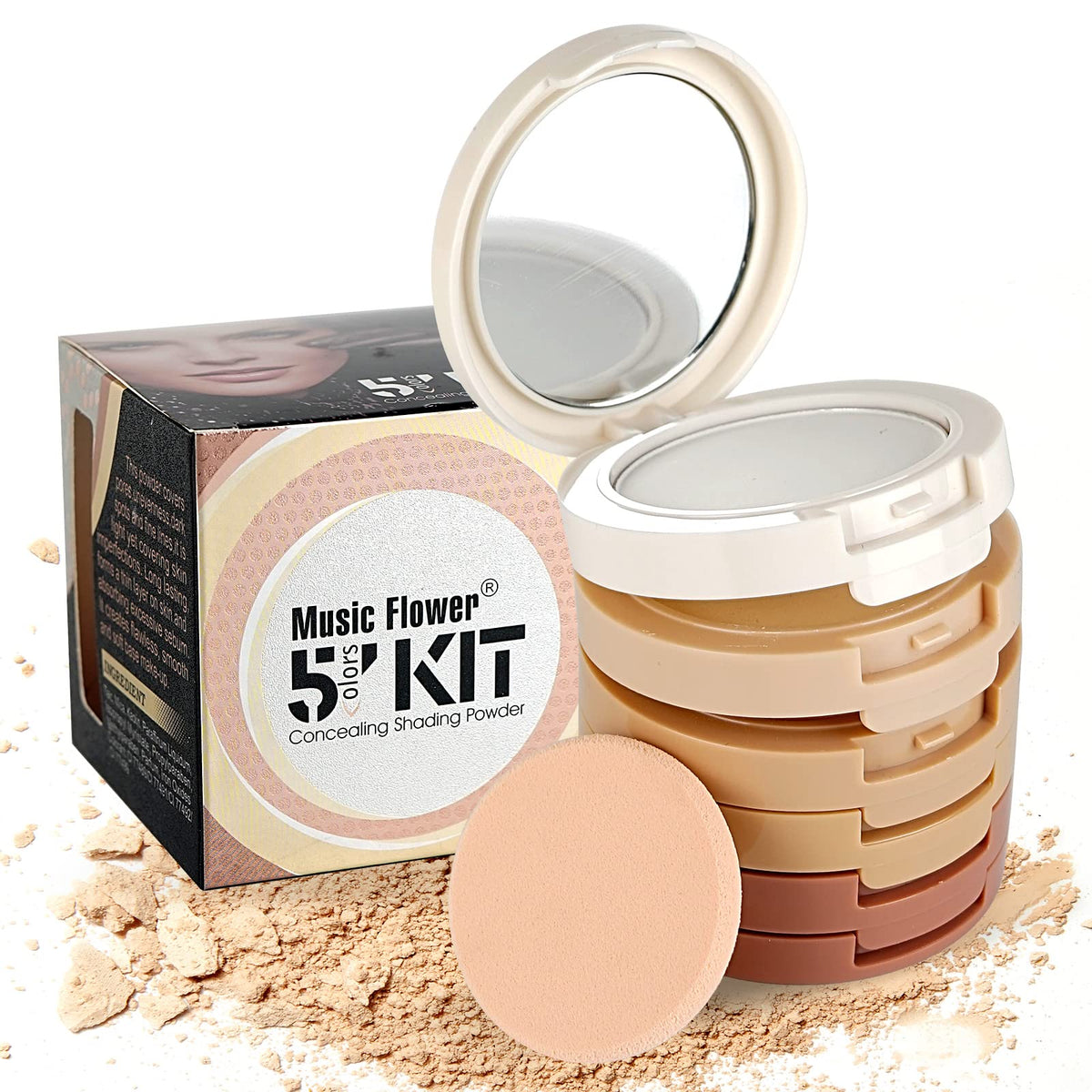 Meao Multi-layer 5 Colour Makeup Compact Make up Contour Face Bronzing Foundation Correcting Pressed Powder Facial Base Contouring Beauty Cosmetics Beauty & Personal Care Meao