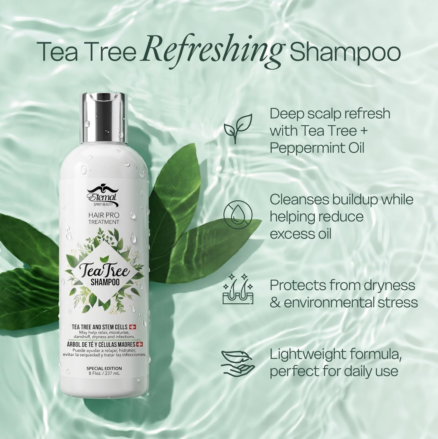 Eternal Spirit Beauty Hair Pro Tea Tree Set - Shampoo & Conditioner with Stem Cells, Argan Oil & Keratin - Revitalizing Scalp Care & Intensive Beauty & Personal Care Eternal Spirit Beauty