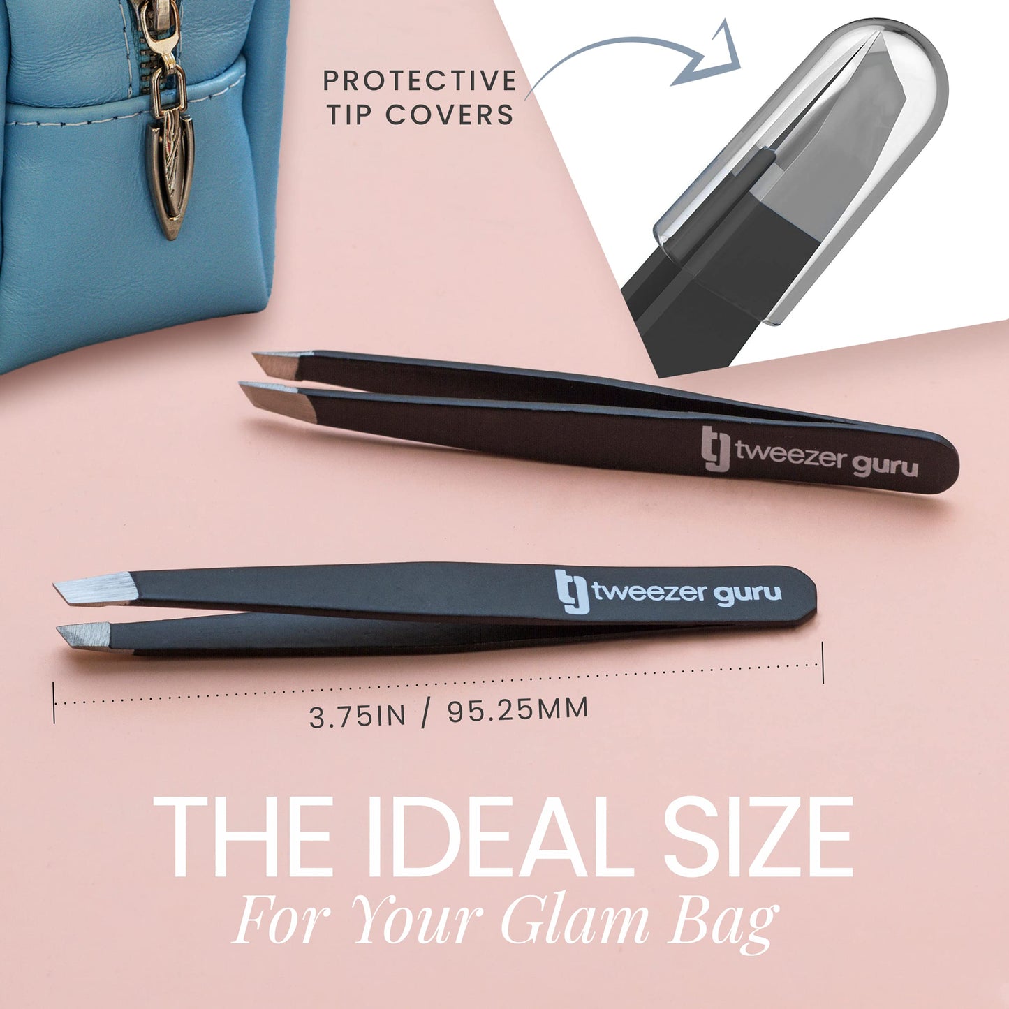 Tweezer Guru Tweezers for Women - Slant Pointed Precision Tweezers for Eyebrows & Ingrown Hair Removal - Blackhead and Splinter Tweezer with Sharp Beauty & Personal Care TWEEZER GURU