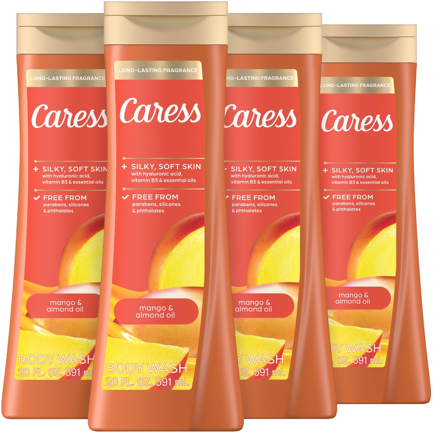 Caress Mango & Almond Oil Body Wash, 20 fl oz, 4 Pack Beauty & Personal Care Caress