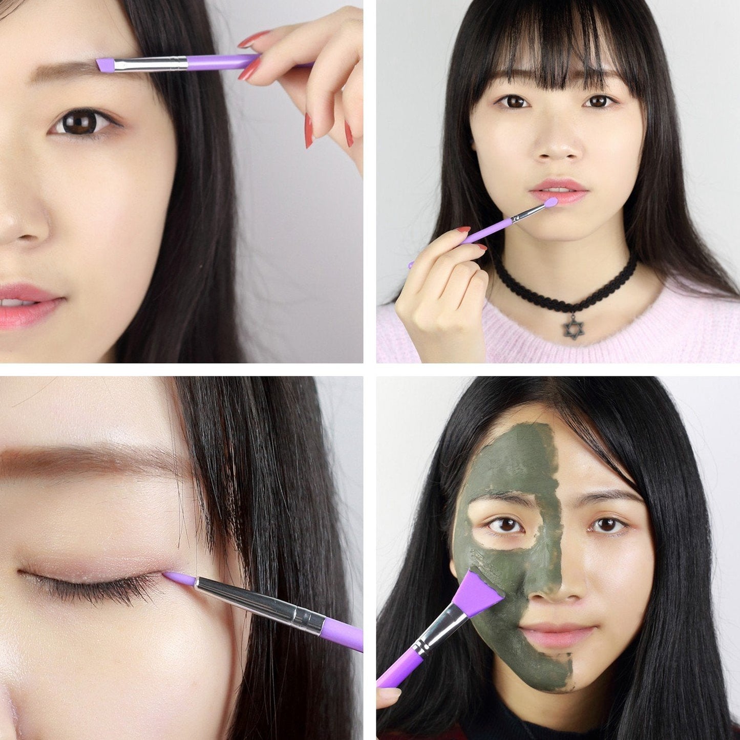 LORMAY 9 Pcs Silicone Makeup Brush Set: Applicator for Face Care, Eyeliner, Eyebrow, Eye Shadow, Lip Makeup and UV Epoxy Resin Crafts (Purple) Beauty & Personal Care LORMAY
