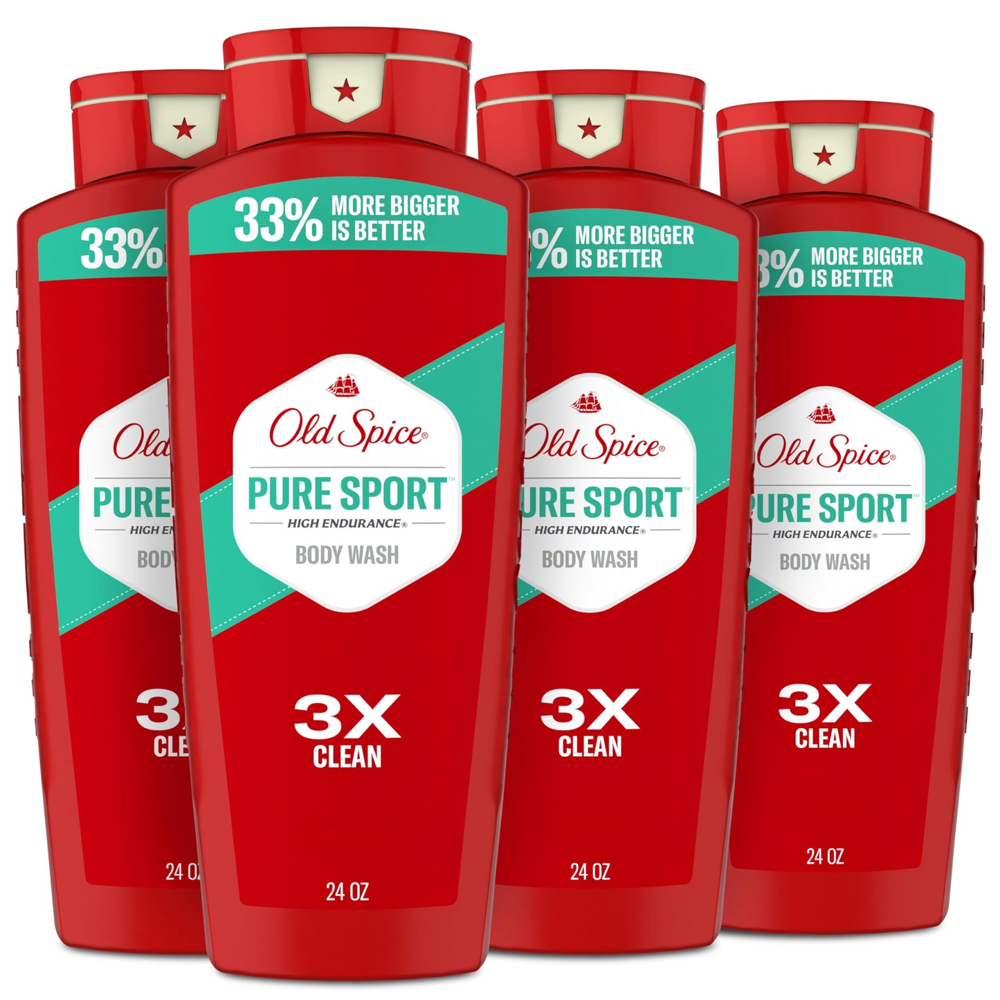 Old Spice Refreshing Body Wash for Men, High Endurance, 3X Defense, 24/7 Shower Fresh with Long Lasting Scent, Pure Sport Scent, 24 oz (Pack of 4) Beauty & Personal Care Old Spice