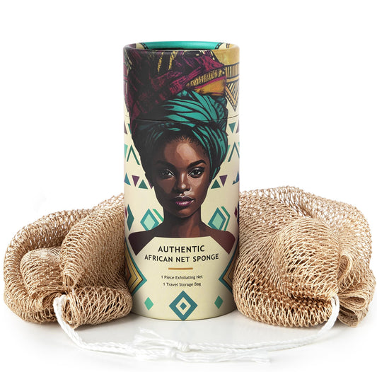 African Net Sponge Authentic with Knots - Afroscrub Exfoliating Net Sponge for Body Scrubber Exfoliator - Real African Bath Back Scrubber Washcloth Beauty and Personal Care MINISENTIALS