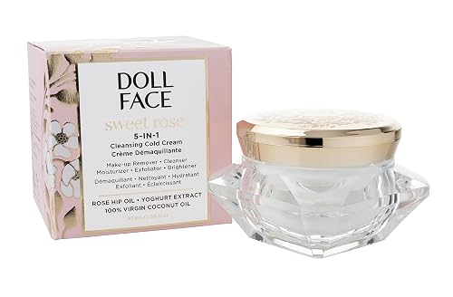 Doll Face Sweet Rose 5-in-1 Cleansing Cold Cream | Makeup Remover Balm with Coconut and Rose Hip Oils | Double Facial Cleanser for All Skin Types | Beauty & Personal Care Doll Face