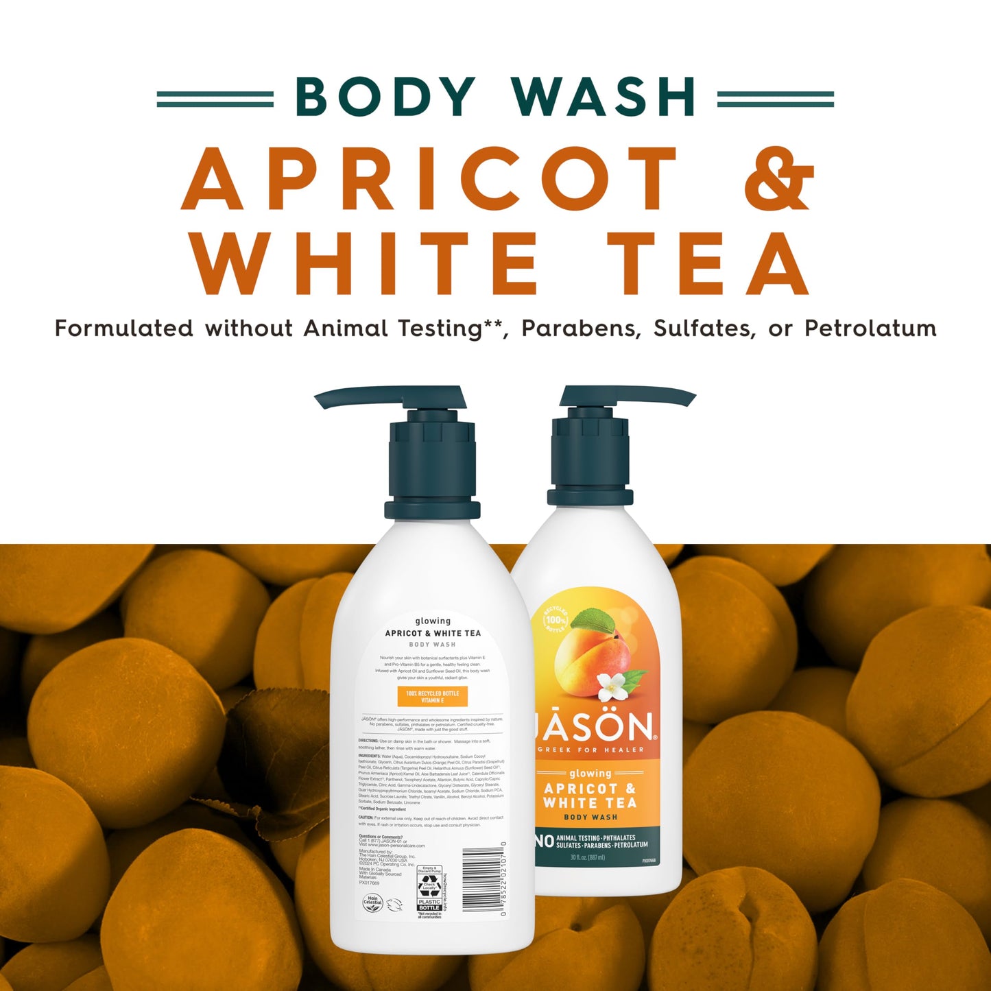 Jason Natural Body Wash and Shower Gel, Glowing Apricot. 30 Oz Beauty & Personal Care JASON