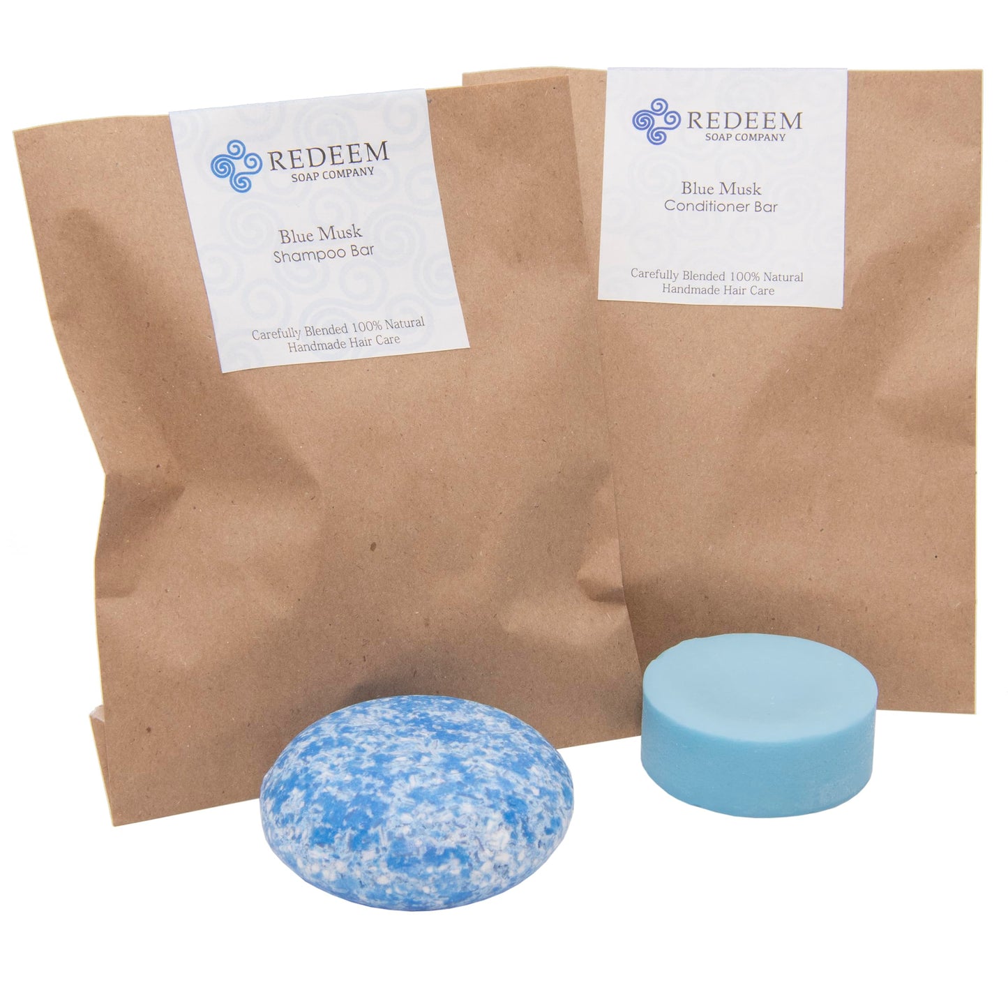 Redeem Soap Company Blue Musk Shampoo & Conditioner Bar Set - Made in USA - 3oz Shampoo + 1oz Conditioner - Zero Waste, Plastic-Free, SLS-Free Beauty & Personal Care Redeem Soap Company