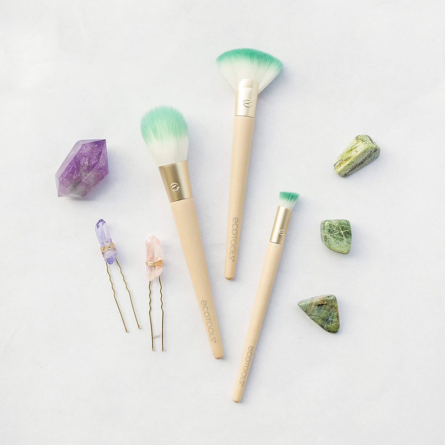 Ecotools Glossy Finish MakeUp Brush Set, Beige/Green (Set of 5) Beauty & Personal Care EcoTools