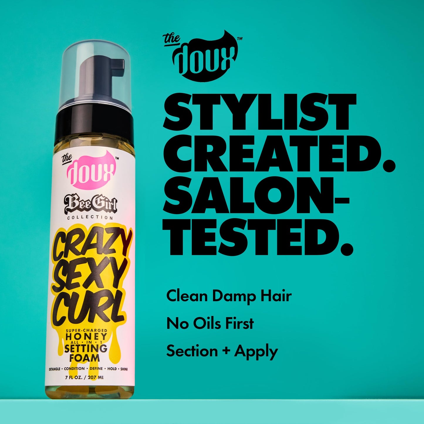 The Doux CRAZYSEXYCURL Honey Setting Foam - Curly Hair Mousse - All-in-One Styler for All Hair Types - 7 oz Beauty & Personal Care The Doux