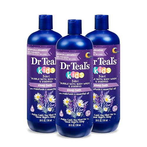 Dr Teal's Kids 3-in-1 Sleep Bubble Bath, Body Wash & Shampoo with Melatonin & Essential Oil, Lavender Scent, 20 fl oz (Pack of 3) Beauty & Personal Care Dr Teal's