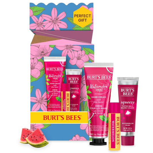 Burt's Bees Mothers Day Gifts for Mom, 3 Self Care Products, You're One in a Melon - Watermelon & Mint Hand Cream, Watermelon Lip Balm & Rush Squeezy Beauty and Personal Care Burt's Bees