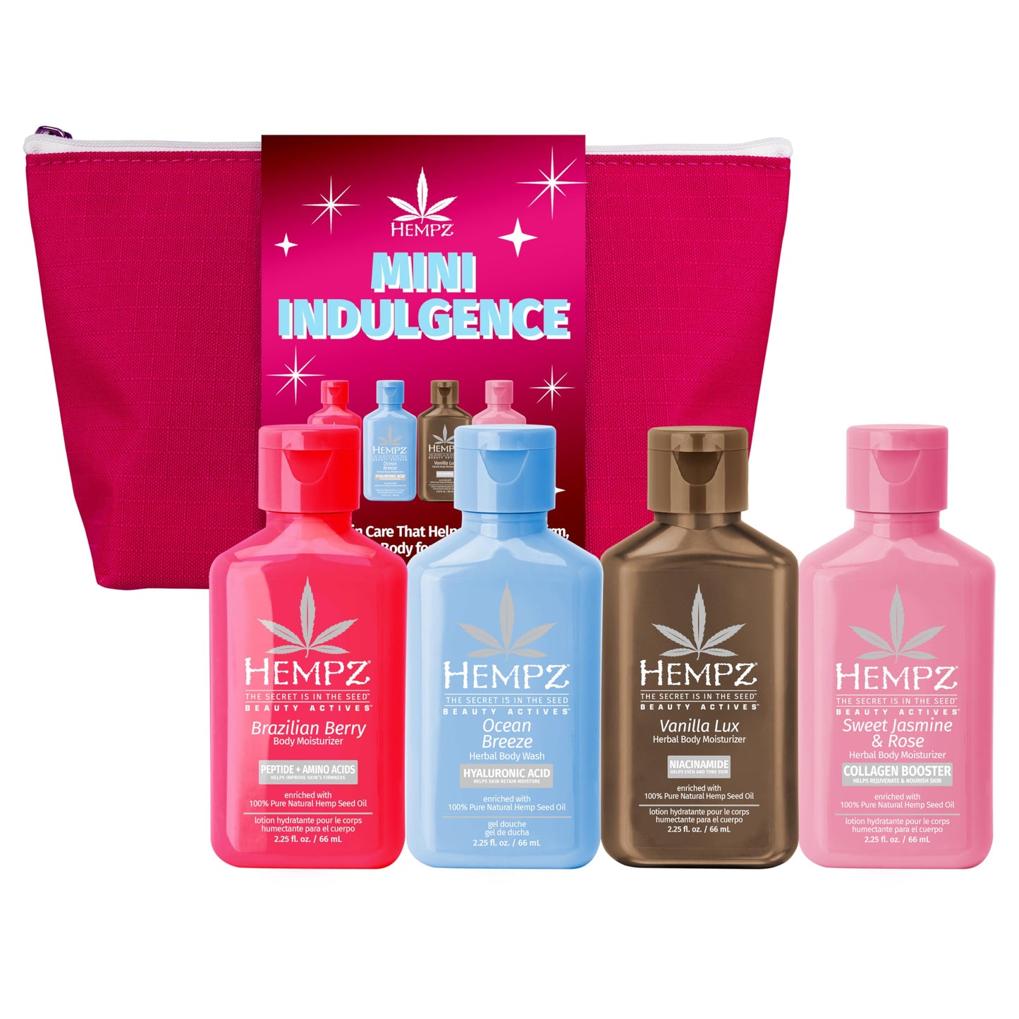 Hempz Mini Indulgence Kit, 4 Pack Travel Size Body Moisturizer, Limited Edition Beauty Actives, 2.25 oz each Beauty & Personal Care Hempz