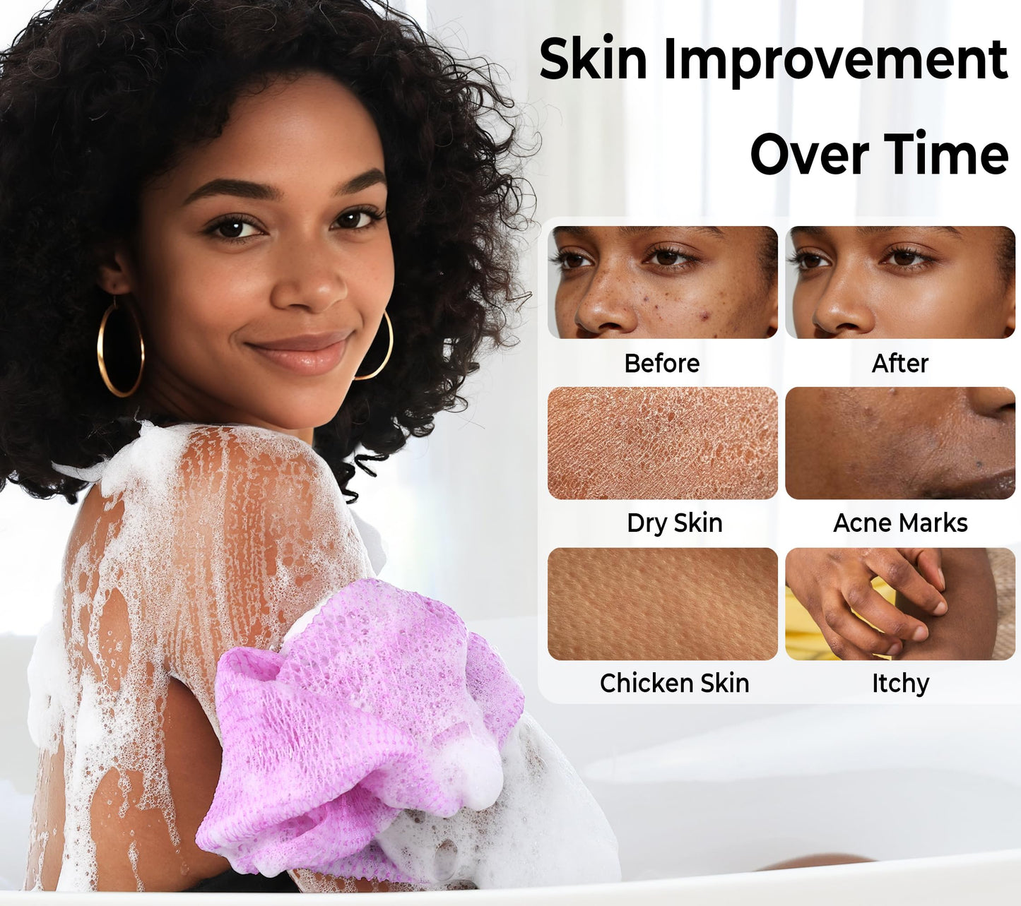 African Net Sponge Authentic - Exfoliating Back Scrub Bath Sponge with Knots - Afro Scrub Body Scrubber Exfoliator Washcloth - African Body Care Daily Beauty and Personal Care RelaxScene