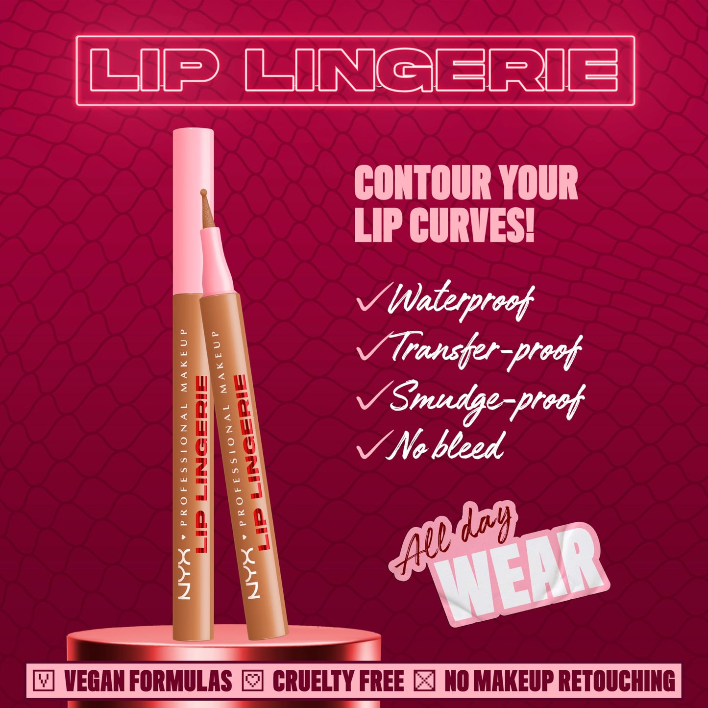 NYX PROFESSIONAL MAKEUP Lip Lingerie Liner Stain, Seamless Make Up with All-Day Color, Waterproof Lip Stain Finish - Tease U Later (Cool Nude) Beauty & Personal Care NYX PROFESSIONAL MAKEUP