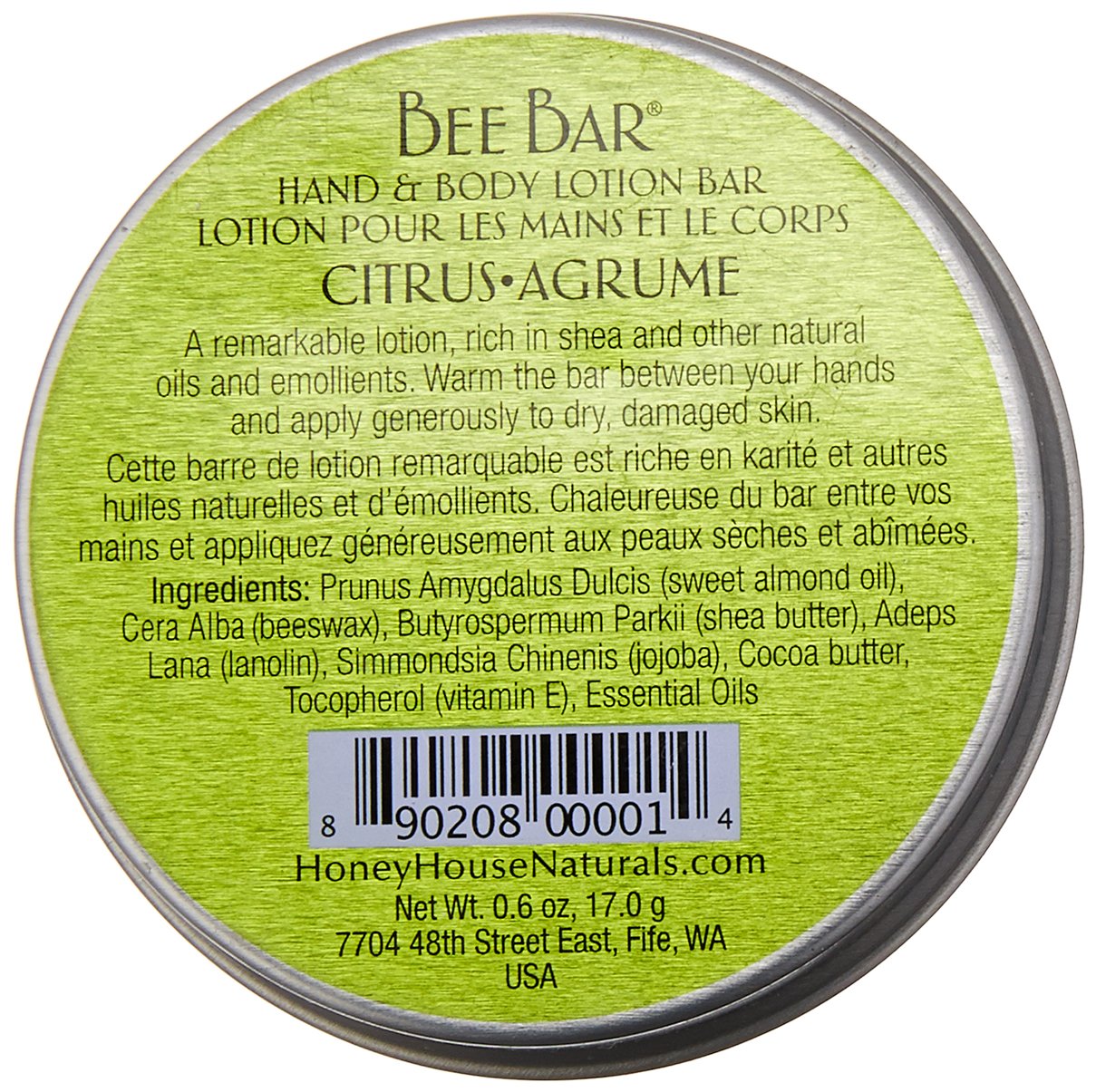 Honey House Naturals Small Bee Bar Lotion, Citrus, 0.6 Ounce Beauty & Personal Care Honey House Naturals