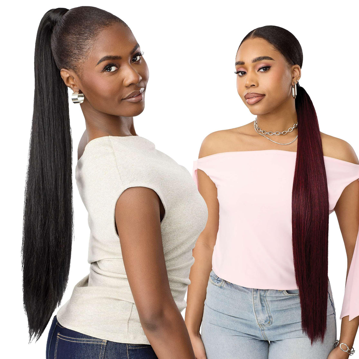 Outre Pretty Quick Hair Extensions - Slide & Hide Wrap Ponytail - Sleek Yaki 30" (DARK BROWN 2)