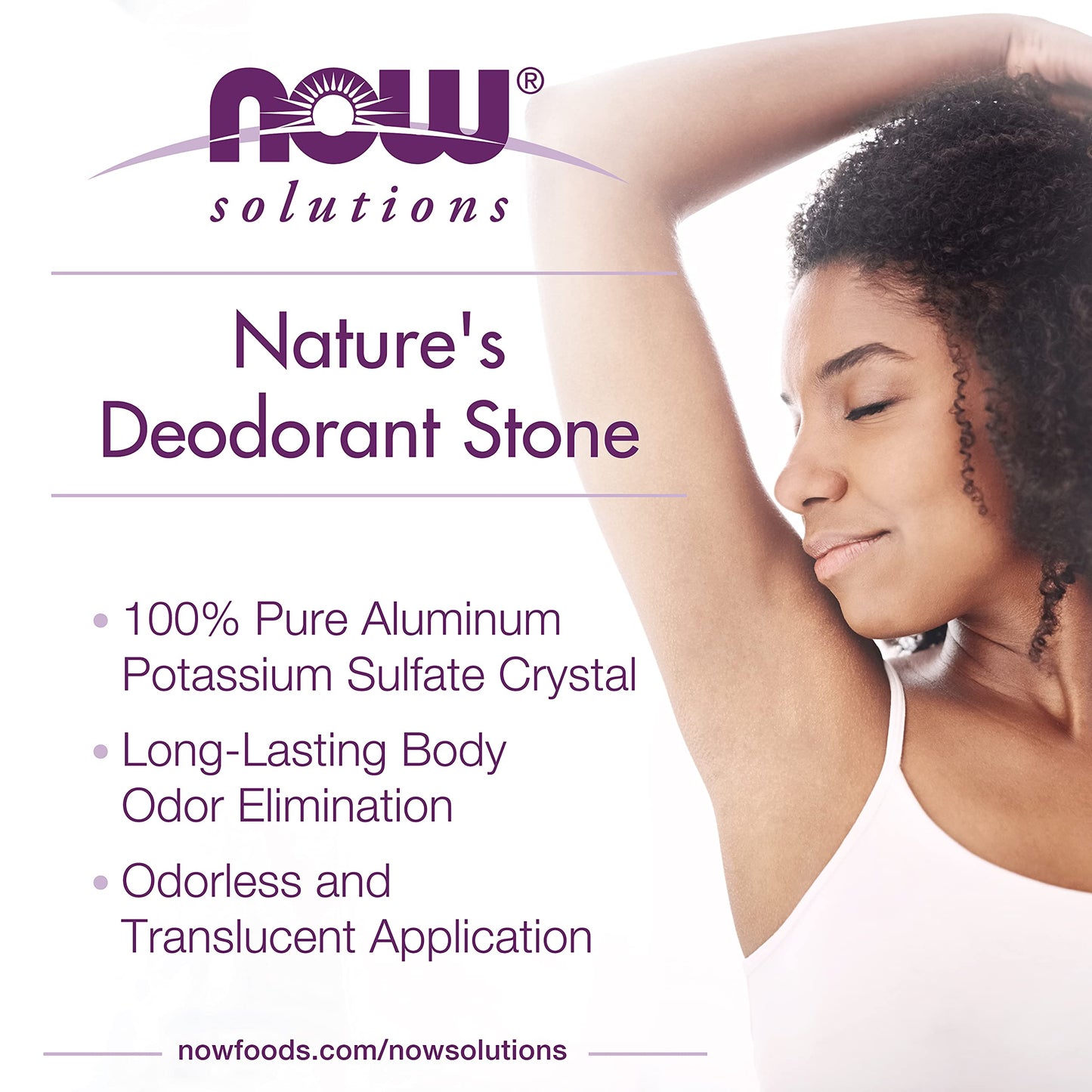 NOW Solutions, Nature's Deodorant Stick, Deodorant Stone, 100% Pure and Natural, Long-Lasting Body Odor Elimination, 3.5 oz. Beauty and Personal Care NOW Foods