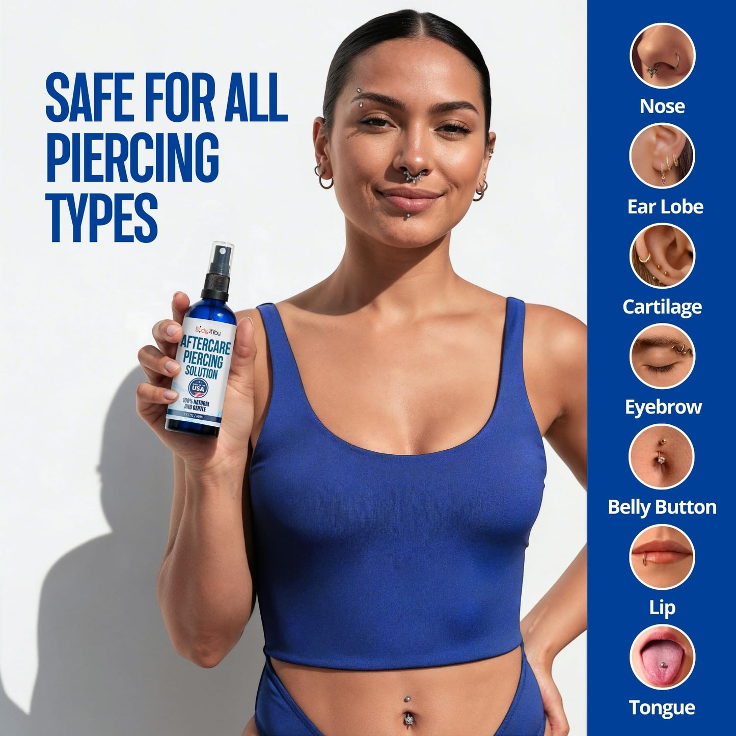 BodyJ4You Piercing Aftercare Spray - Saline Solution for Piercings Wound Wash Sterile Saline - Keloid Bump Removal Ear Nose Septum Belly Button Beauty and Personal Care BodyJ4You