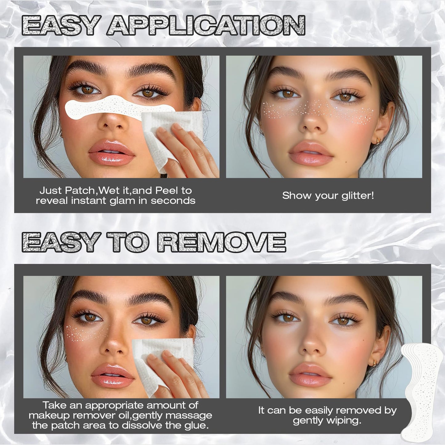 Leterly 24 Pcs Glitter Freckles Face Tattoo,Silver Face Glitter Makeup Patches Cute Sparkle Freckles Patches Waterproof Makeup Speckles for Face Beauty & Personal Care Leterly