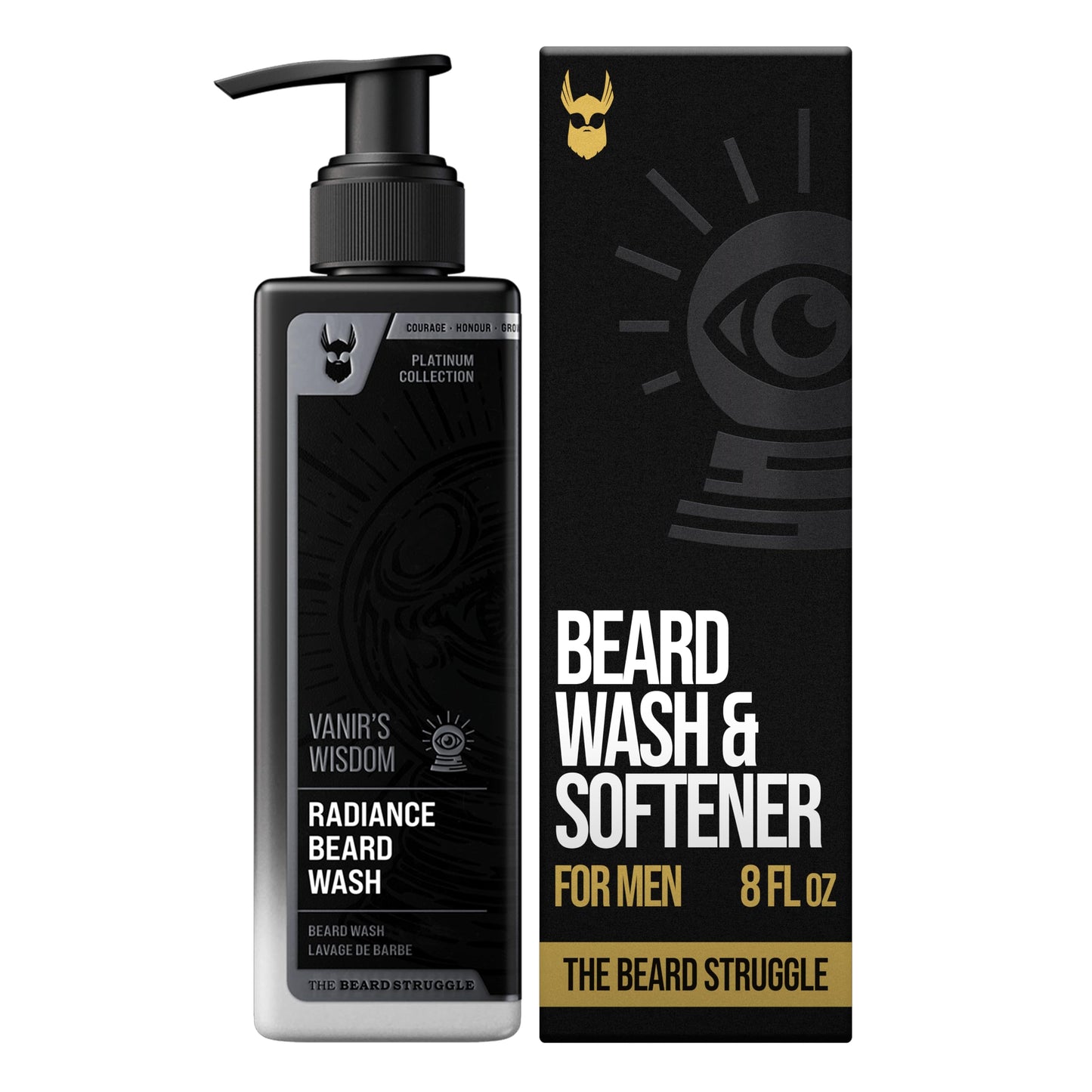 The Beard Struggle Radiance Beard Wash - Platinum Collection, Vanir’s Wisdom - Cleanse, Nourish & Soften - Beard Cleanser for Men (8 fl oz) Beauty and Personal Care The Beard Struggle
