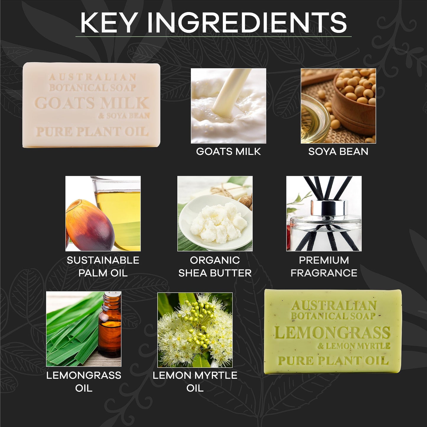 Australian Botanical Soap Men’s Body & Beard Bar Duo Pack - Goats Milk & Lemongrass, Triple Milled 6.6 oz Bars, 8 Pack - 4 Bars of Each Beauty & Personal Care Australian Botanical Soap