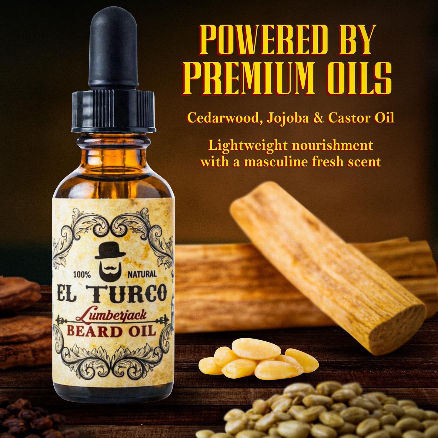 EL TURCO Beard Oil for Men with Cedarwood, Jojoba & Castor Oil - Lightweight Daily Grooming for Medium & Full Beards - Softens, Hydrates & Tames Beauty and Personal Care EL TURCO