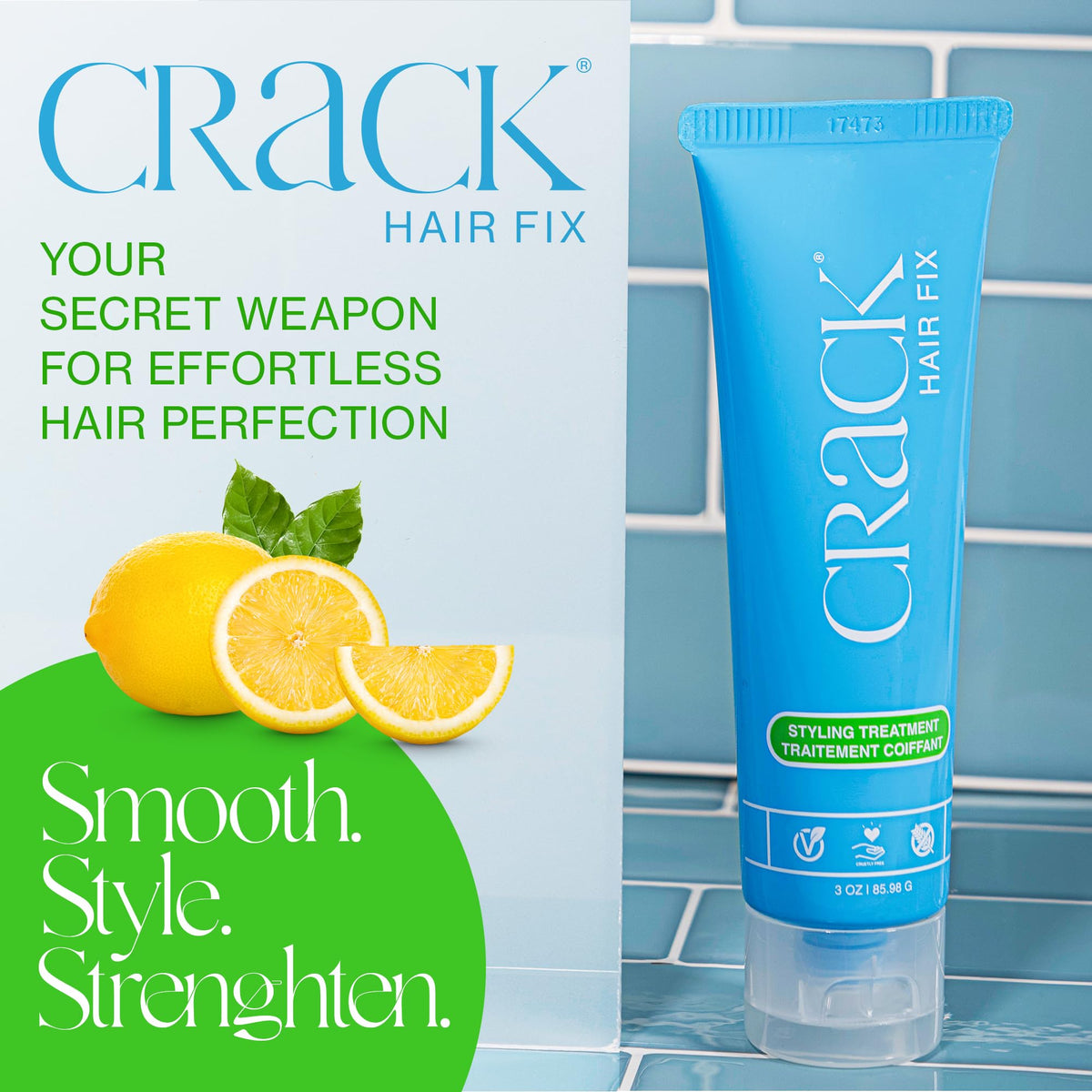 Crack HAIR FIX Styling Treatment - Multi-Tasking, Anti-Frizz, Leave-In Styling Cream with Protection from Humidity, Chlorine, Heat Treatments & Sun, 3 Beauty & Personal Care Crack