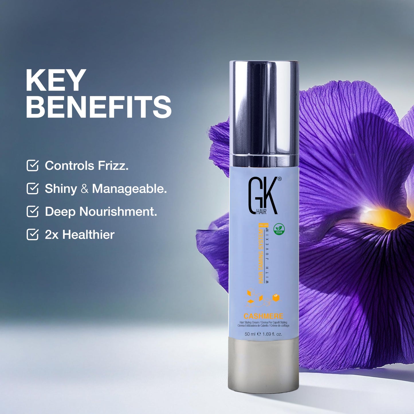 GK HAIR Cashmere Hair Cream 1.69 Oz - Smoothing & Shine Styling Cream with Argan Oil, Anti Frizz Hair Cream for Soft, Silky & Manageable Hair Beauty & Personal Care GK HAIR