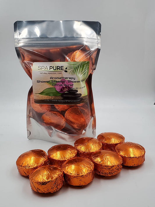 Citrus Burst Aromatherapy Shower Bombs: Tablets, Steamers, 100% Natural/Organic Essential Oils (8 Count) Pack of 1 Beauty and Personal Care Spa Girl/Spa Pure
