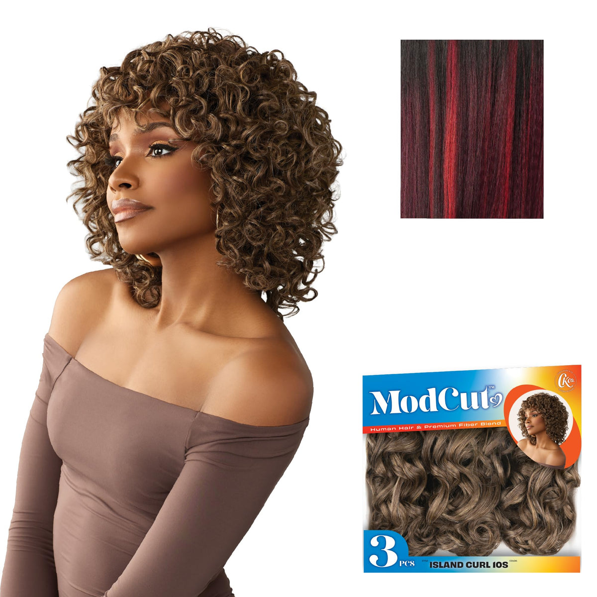 Sensationnel CKCO ModCut 3pcs Bundles -Island Curl 10S,BALAYAGEFIERYRED