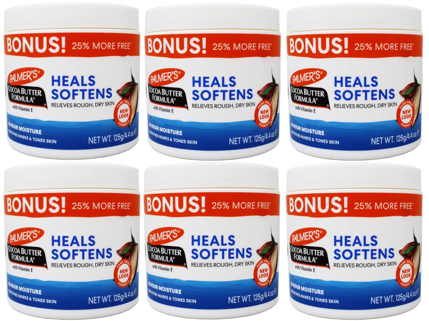 Palmer's Cocoa Butter Formula with Vitamin E, Body Moisturizer, Relieves Rough, Dry Skin, Smoothes Marks & Tones Skin, ("Bonus") 4.4 OZ Jar - 6 Pack Beauty & Personal Care Palmers