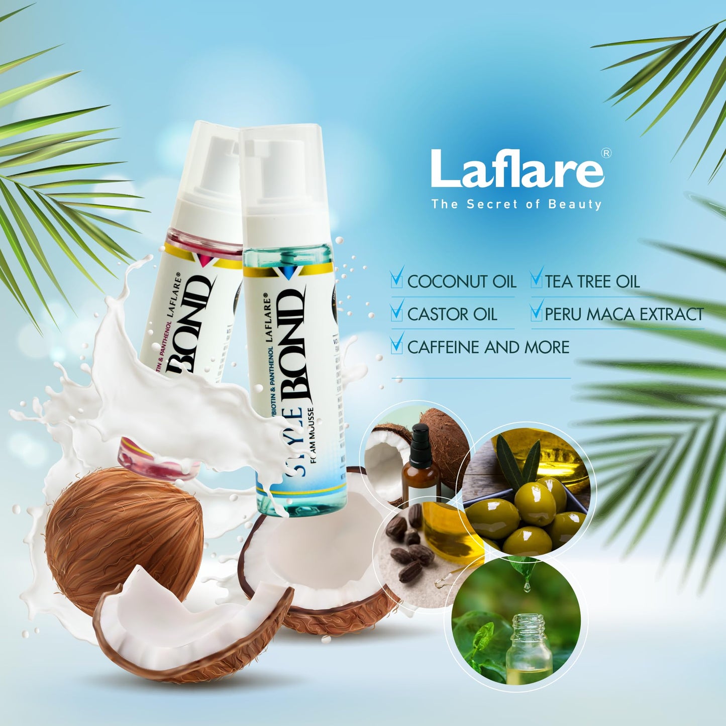 Laflare New Travel Size Mousse Foam - Hair Styling, Shine and Volume Mousse for Braid (Musk) Beauty & Personal Care Laflare