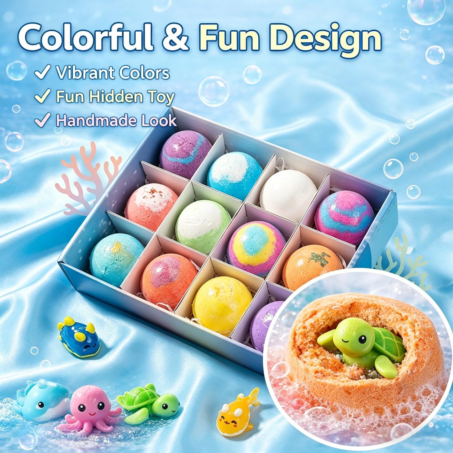 2026 New Bath Bombs for Kids with Surprise Inside, 12 Pack Kids Bath Bombs with Toys Inside Gift Set, Kid Bubble Bath Fizzy for Girls Boys & Toddlers Beauty and Personal Care YellowRiver