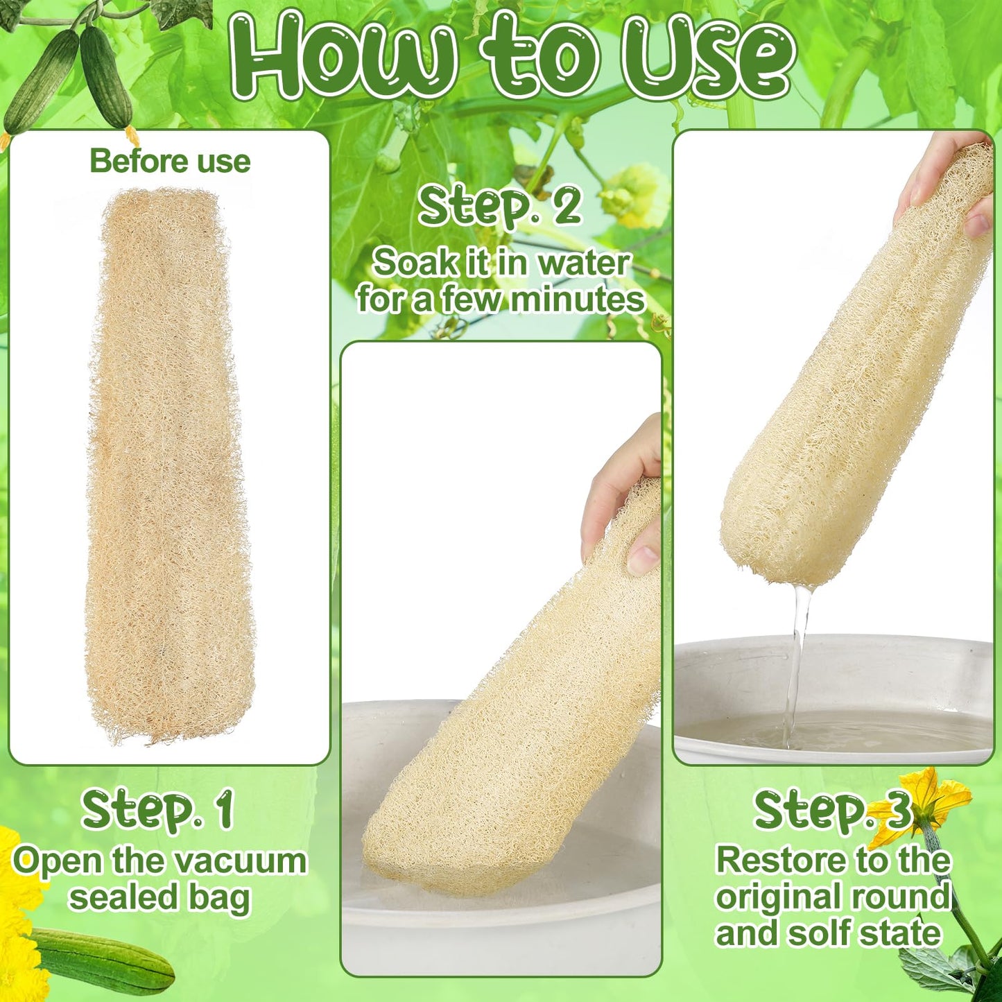 ZhouBoat 11.8 inches Natural Loofah Sponges Pack of 6, for Kitchen Dishes Body Scrubber Beauty and Personal Care ZhouBoat