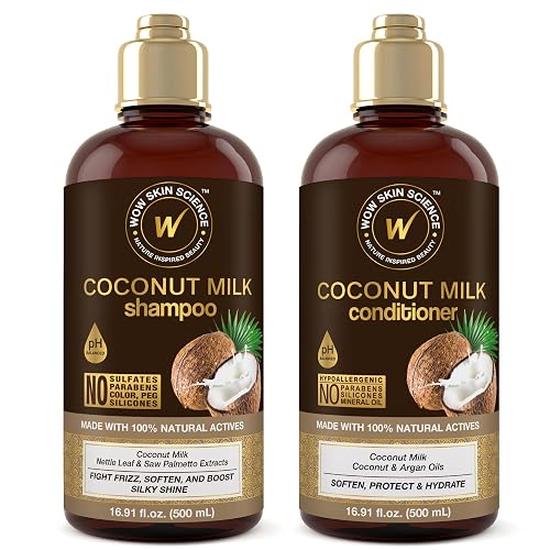 WOW Skin Science Coconut Milk Shampoo and Conditioner Set - Shampoo & Conditioner for Curly Hair - Paraben Sulfate Free - 33.82 Fl Oz Beauty & Personal Care WOW Skin Science