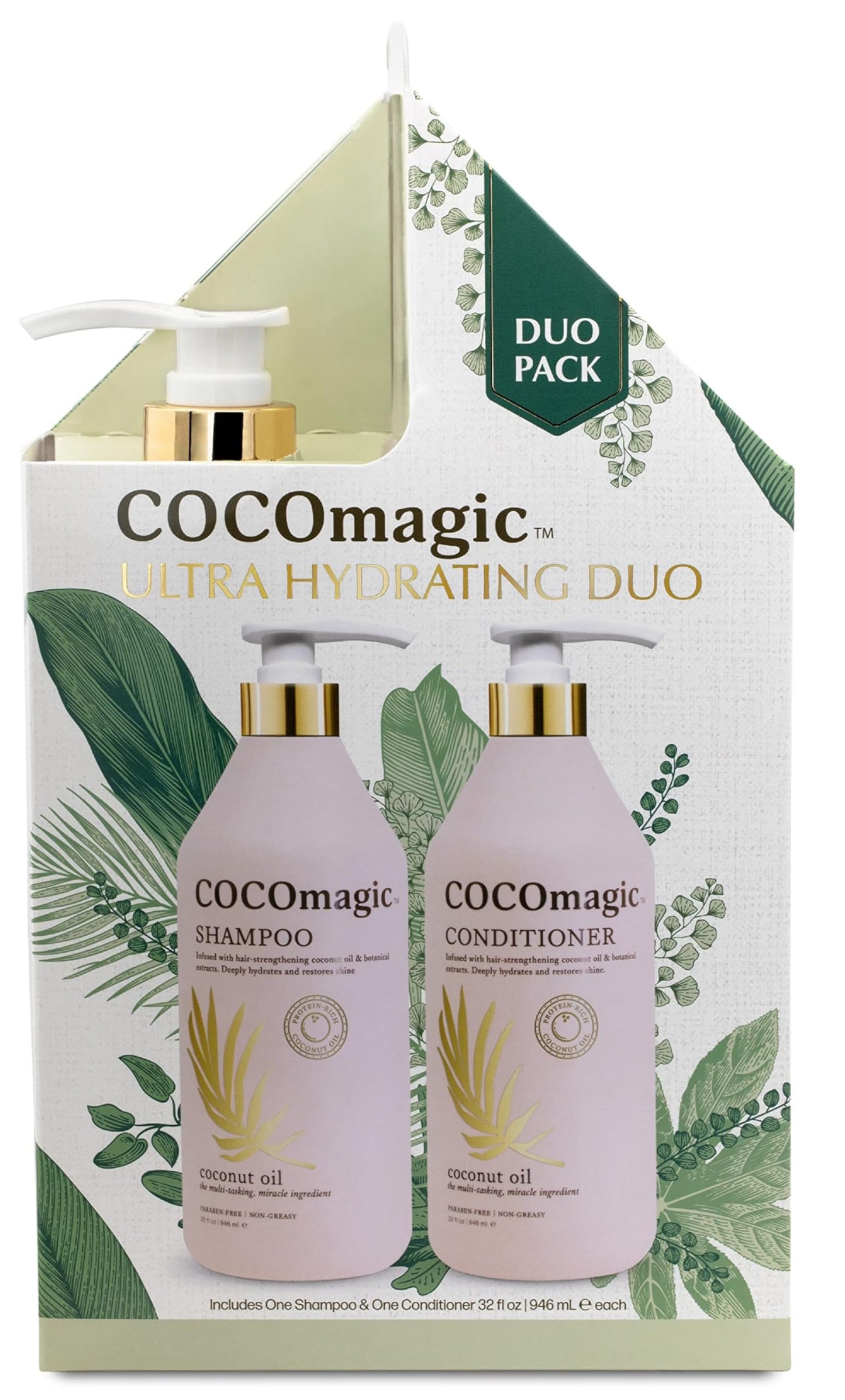CocoMagic Shampoo and Conditioner Duo - Infused with Coconut Oil & Botanical Extracts - Deeply Hydrates and Restores Shine (32 oz) Beauty & Personal Care Cocomagic