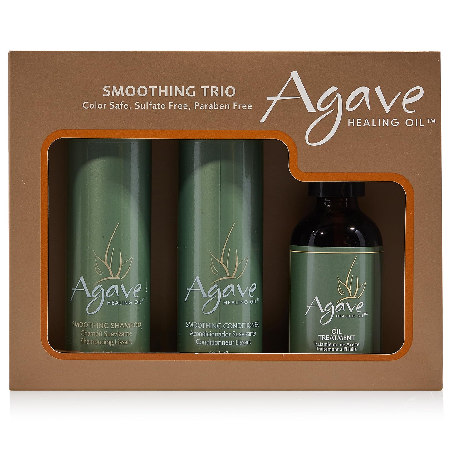Agave Smoothing Haircare Trio with Shampoo, Conditioner & Healing Oil Treatment Hydrating & Frizz Control 3 fl oz/2 fl oz Beauty & Personal Care Agave Healing Oil