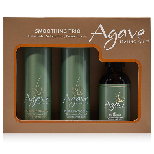 Agave Smoothing Haircare Trio with Shampoo, Conditioner & Healing Oil Treatment Hydrating & Frizz Control 3 fl oz/2 fl oz Beauty & Personal Care Agave Healing Oil