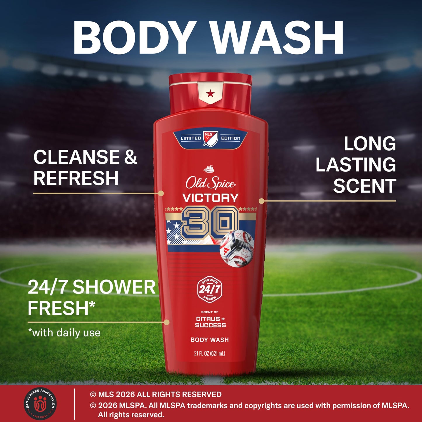 Old Spice Body Wash for Men, MLS Victory, Long Lasting Scent, Freshness that Lasts All Day, Cleanse & Refresh Skin, Limited Edition, Citrus + Success Beauty and Personal Care Old Spice