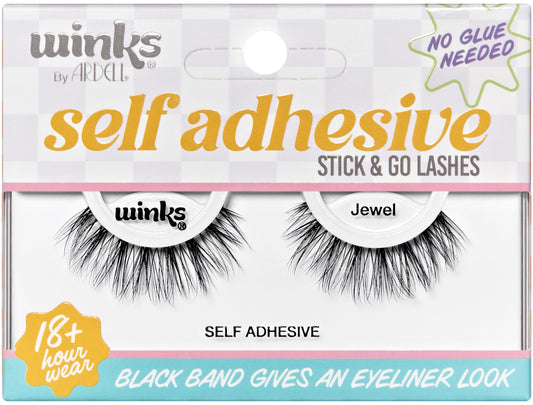 Ardell Winks Self Adhesive Eyelashes - Jewel Style, Press on Lashes No Glue Needed, Stick On Lashes with Black Band Eyeliner Effect for Eyelashes
