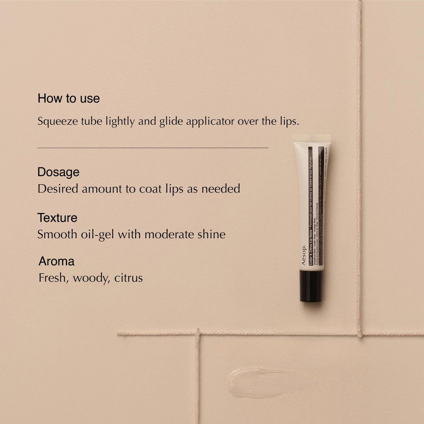 Aesop Cedar & Citrus Lip Balm - Nourishing Lip Treatment for Dry, Chapped Lips - Smooth Oil-Gel Formula - 0.3 fl oz Beauty and Personal Care Aesop