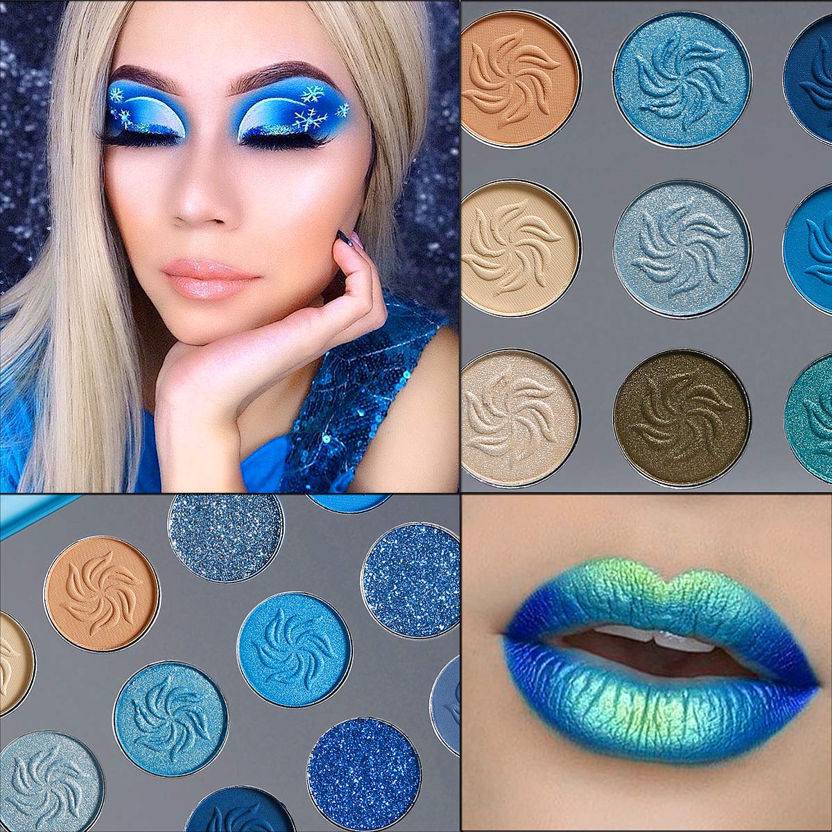 Afflano Blue Eyeshadow Palette Matte Shimmer, Highly Pigmented Waterproof Space Blue Eye Shadow Palette, Silver Navy Glitter Eyeshadow Pallet Beauty & Personal Care Afflano
