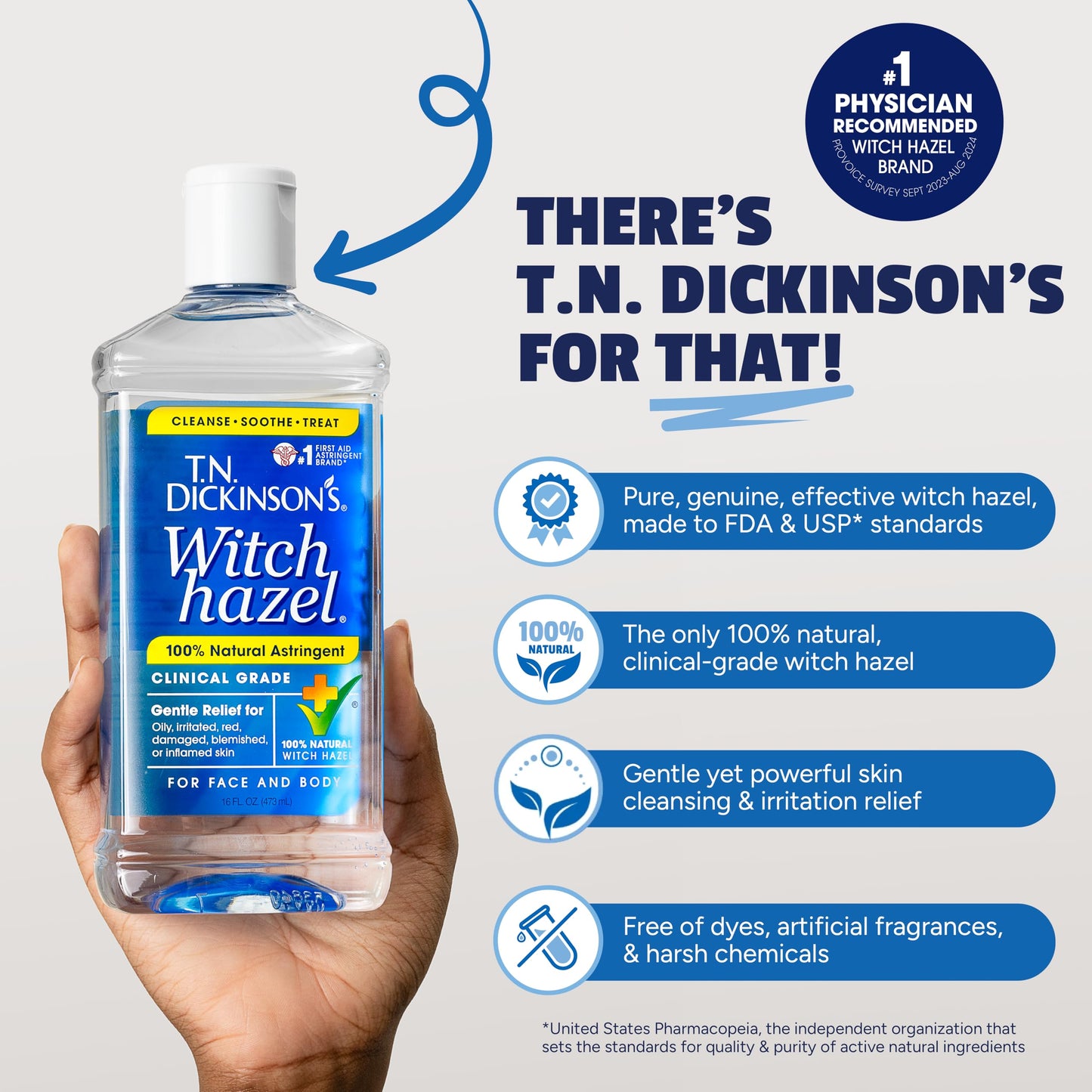 T.N. Dickinson’s Witch Hazel Astringent 8 oz – 100% Natural, Fragrance-Free | Clinical Grade Formula to Cleanse & Soothe Face & Body Skin Beauty & Personal Care T.N. Dickinson's