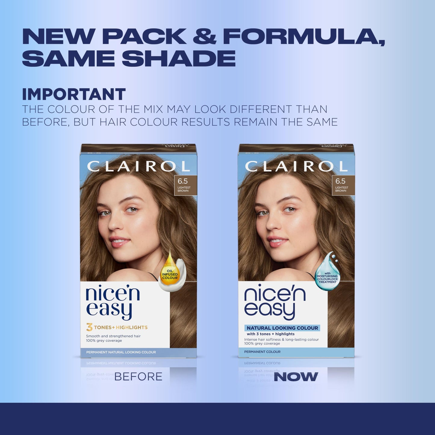 Clairol Nice'n Easy Permanent Hair Dye, 6.5 Lightest Brown | 100% Gray Coverage | Long?Lasting, Natural?Looking Color & Shine | Pack of 1 Beauty & Personal Care Clairol