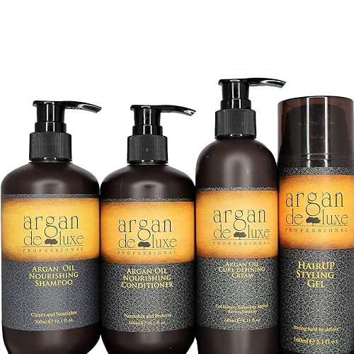 Argan Deluxe Wash and Go Bundle-Shampoo, Conditioner, Curl Cream and Styling Gel Beauty & Personal Care argan deluxe PROFESSIONAL